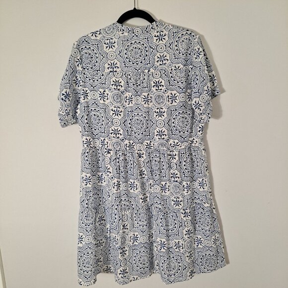 Fitzroy & Willa Blue White Boho Beach Coastal Babydoll Dress - Picture 9 of 9